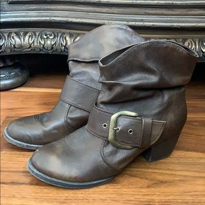 MIA Brown western ankle boots with side buckle